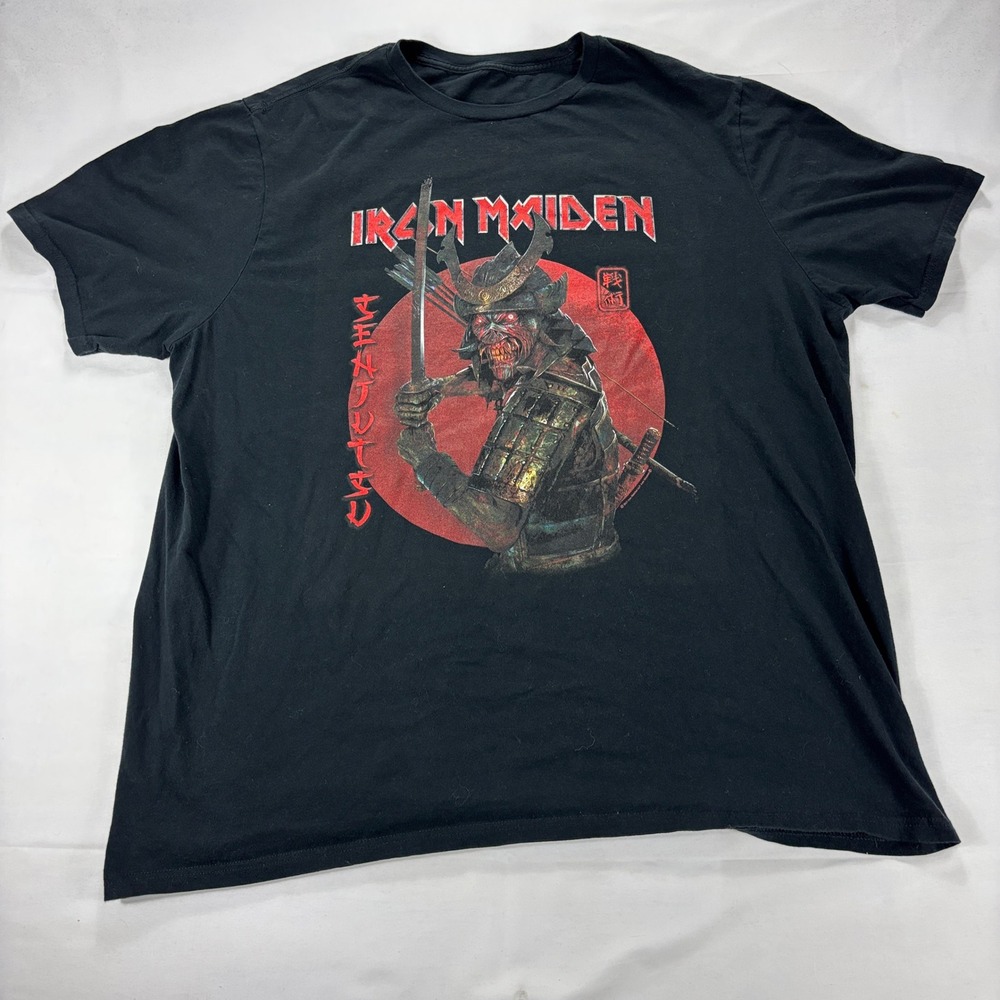 Iron‎ Maiden Samurai Graphic Tee Black Cotton Short Sleeve Band Shirt Men's 2XL